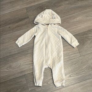 Carter's White Footies One Piece with Hooded‎ Design
